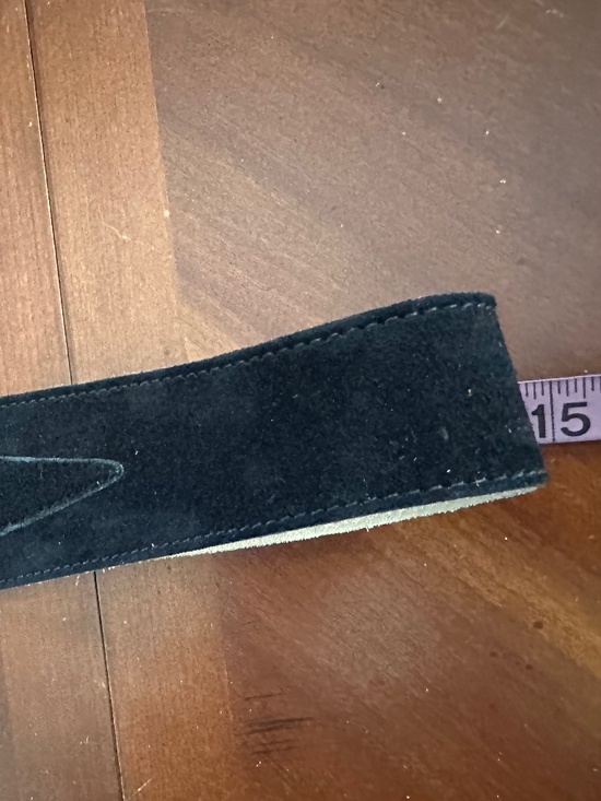 Vtg Calderon black suede Gold accent up to 32\